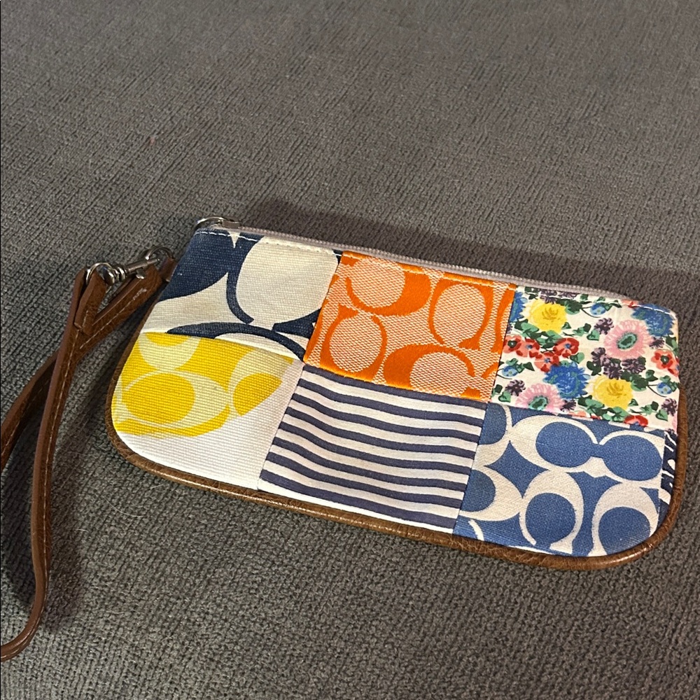 Vintage Coach Multicolor Patchwork Wristlet